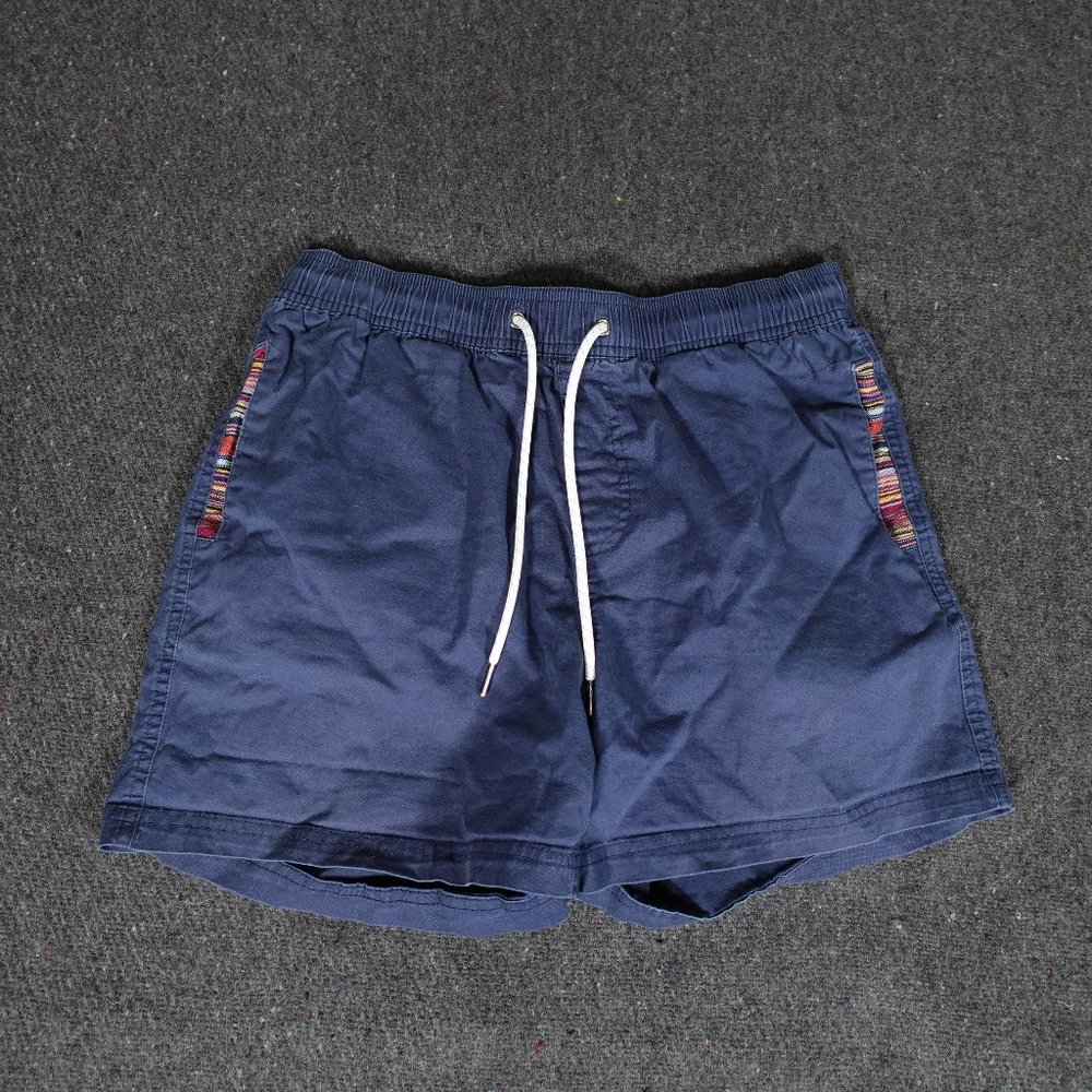 Wowie Drawstring Pull On Shorts Mens Medium 4" Aztec Pockets Stretch Blue